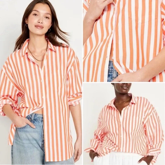 Old Navy Striped "The Boyfriend" Shirt - Picture 12 of 12